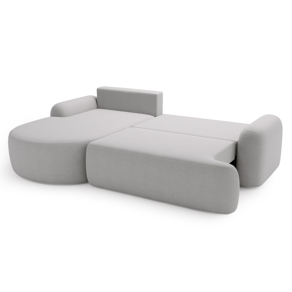 SZARY NAROŻNIK DO SALONU Z FUNKCJĄ SPANIA AGAT L I POJEMNIKIEM - FUNKCJA SPANIA